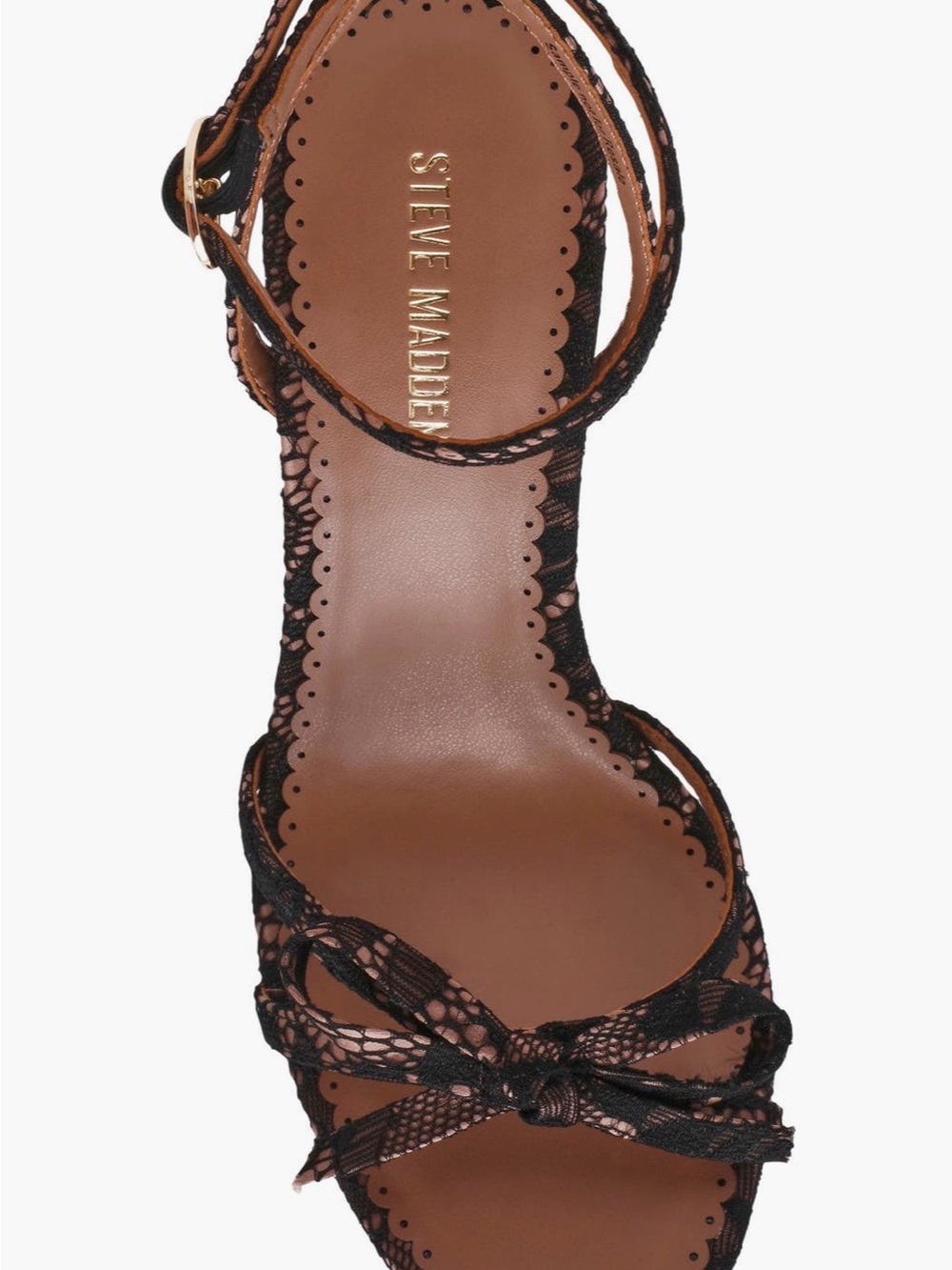 Steve Madden Black Lace Ankle-Strap Block Heel Sandals Various Sizes - Picture 4 of 16